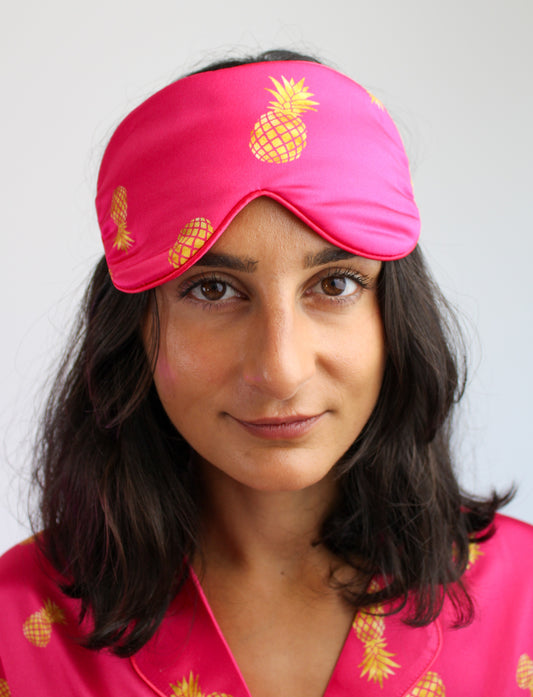 Rosa Ananas Sovemaske Silke