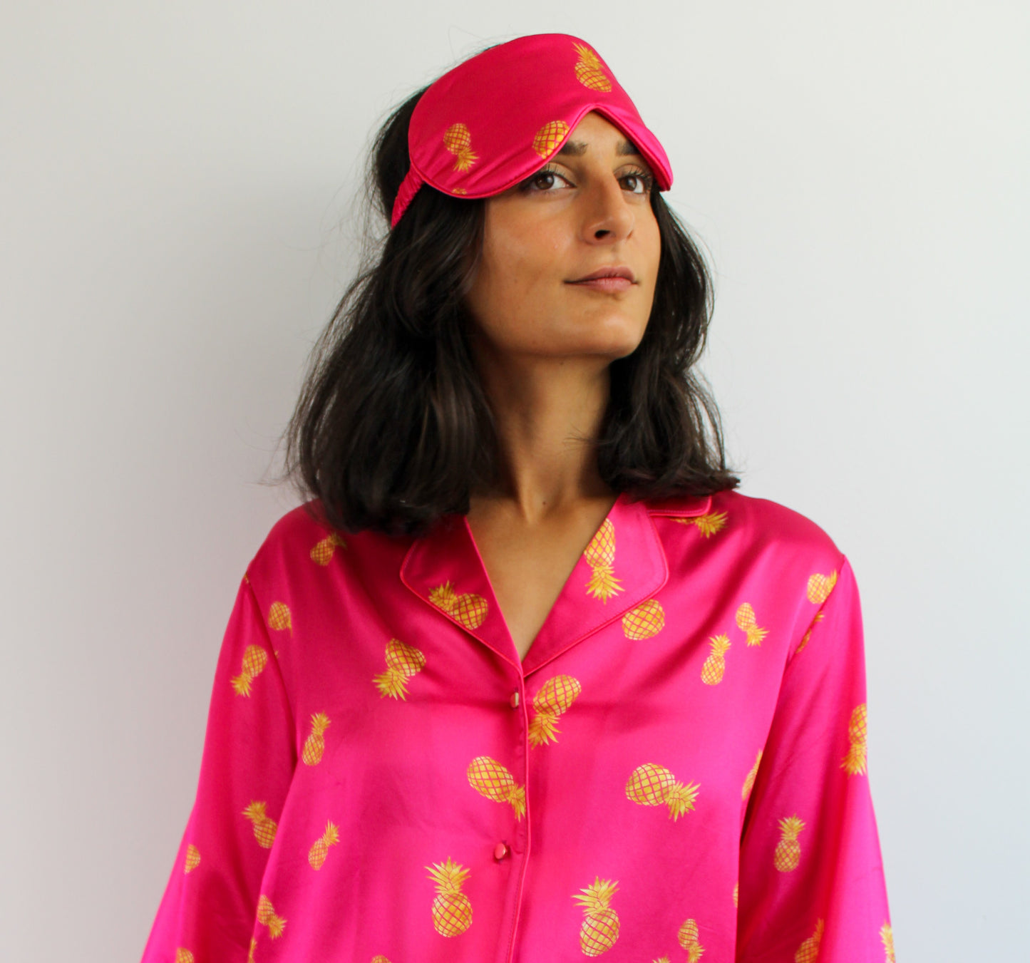Rosa Ananas Sovemaske Silke