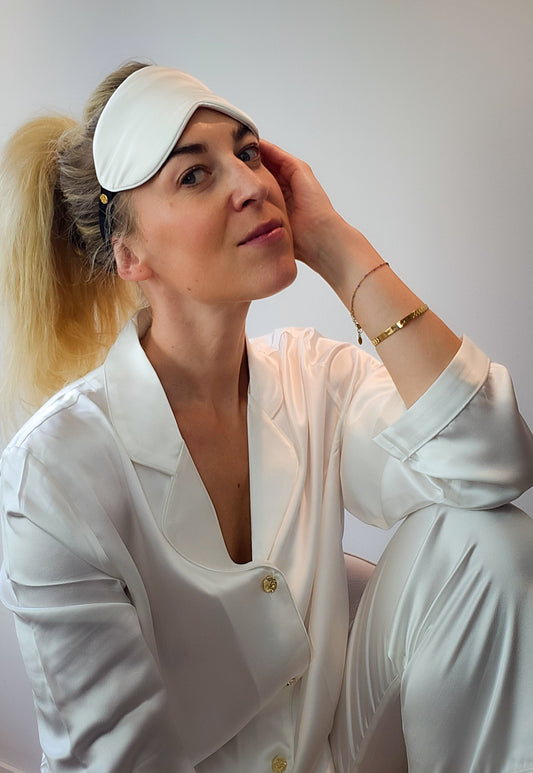 Hvit Silke Pysjamas Lang